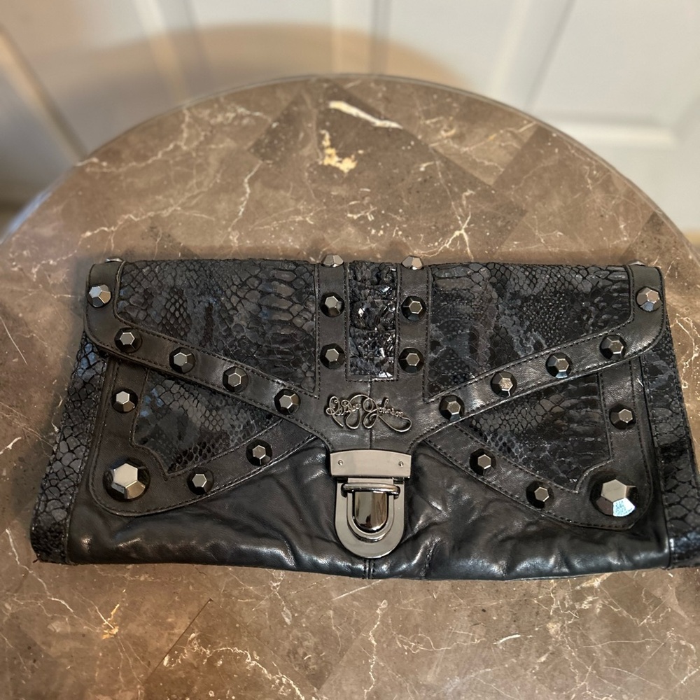 Chic Black Studded Clutch